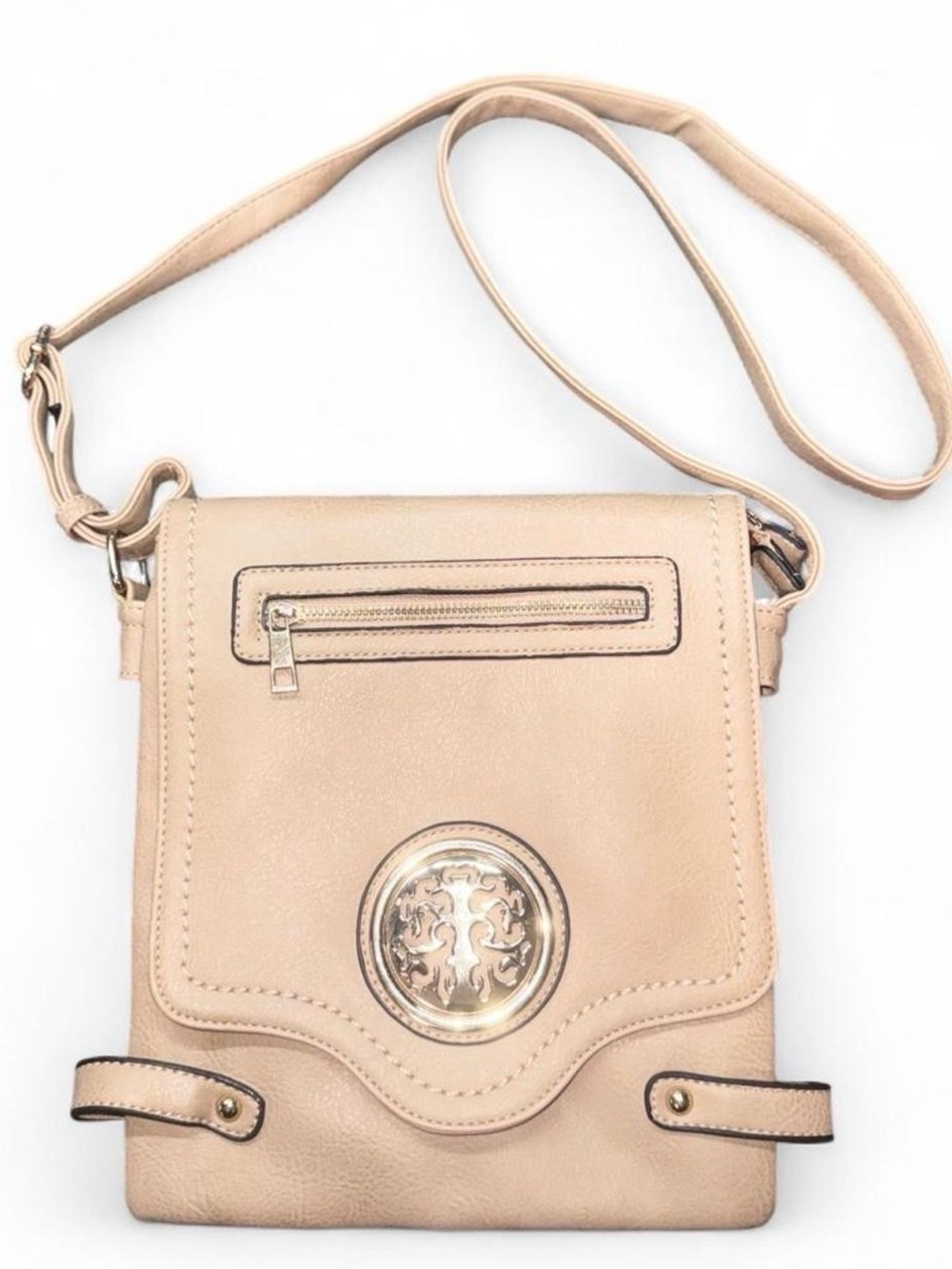 Tan Quilted Crossbody Bag